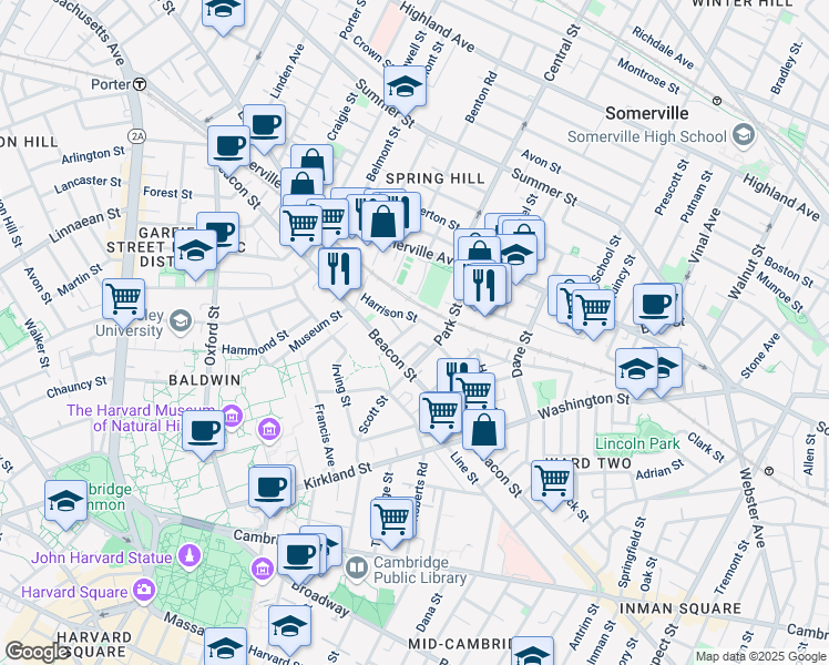 map of restaurants, bars, coffee shops, grocery stores, and more near 44 Ivaloo Street in Somerville
