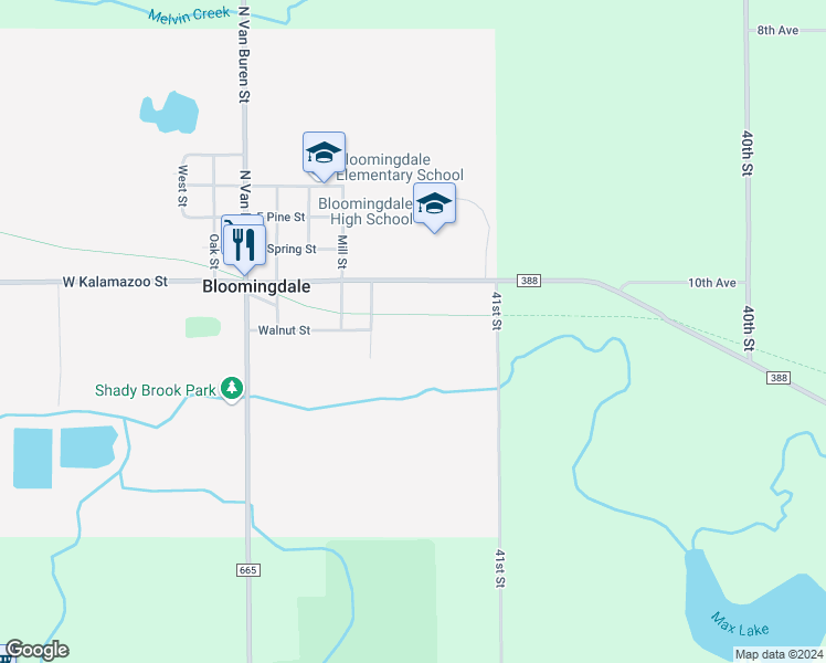 map of restaurants, bars, coffee shops, grocery stores, and more near in Bloomingdale