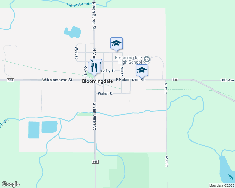 map of restaurants, bars, coffee shops, grocery stores, and more near 306 Walnut Street in Bloomingdale