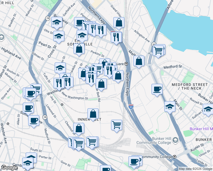 map of restaurants, bars, coffee shops, grocery stores, and more near in 