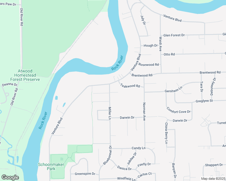 map of restaurants, bars, coffee shops, grocery stores, and more near 11207 Miller Lane in Machesney Park