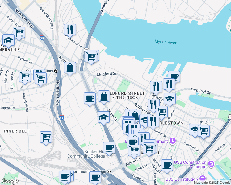 map of restaurants, bars, coffee shops, grocery stores, and more near 14 Saint Martin Street in Boston