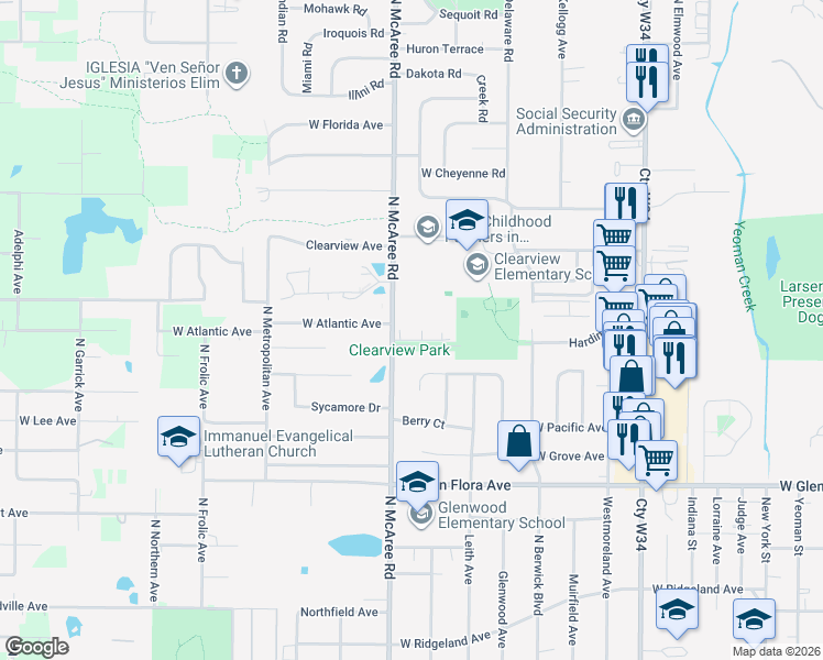 map of restaurants, bars, coffee shops, grocery stores, and more near 1603 North McAree Road in Waukegan
