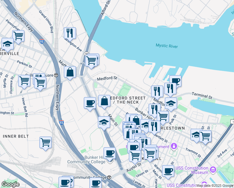 map of restaurants, bars, coffee shops, grocery stores, and more near 14 Saint Martin Street in Boston