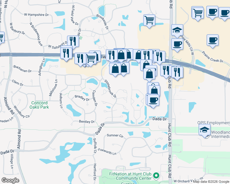 map of restaurants, bars, coffee shops, grocery stores, and more near 6764 Roanoake Court in Gurnee