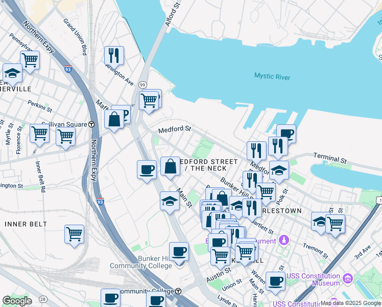 map of restaurants, bars, coffee shops, grocery stores, and more near 14 Saint Martin Street in Boston