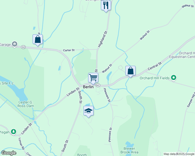 map of restaurants, bars, coffee shops, grocery stores, and more near 19 Carter Street in Berlin