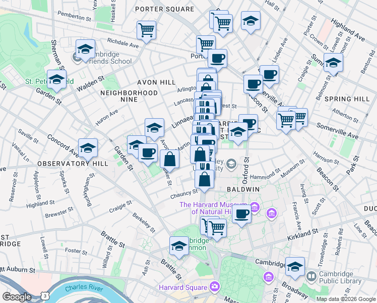 map of restaurants, bars, coffee shops, grocery stores, and more near 8 Wright Street in Cambridge