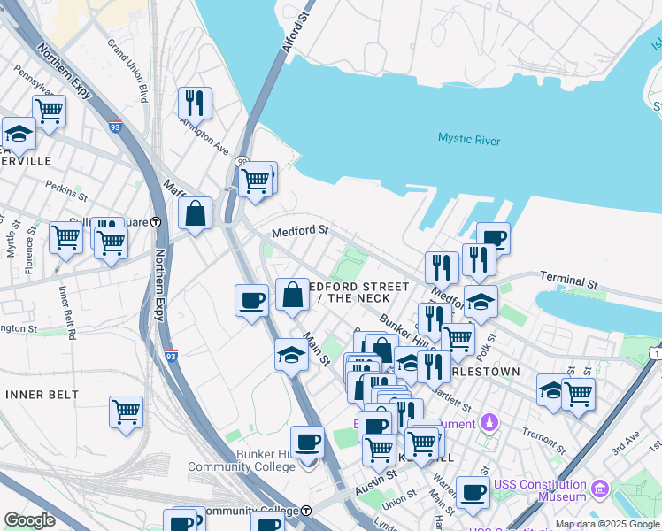map of restaurants, bars, coffee shops, grocery stores, and more near 14 Saint Martin Street in Boston