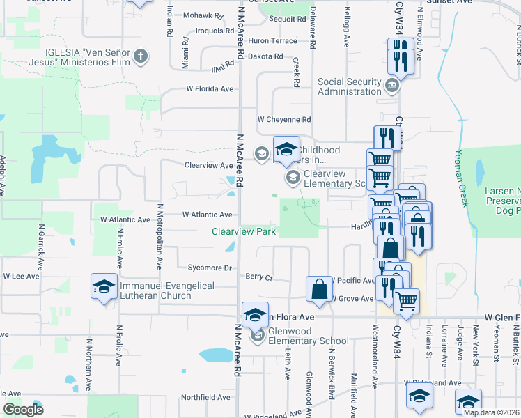 map of restaurants, bars, coffee shops, grocery stores, and more near 1603 North McAree Road in Waukegan