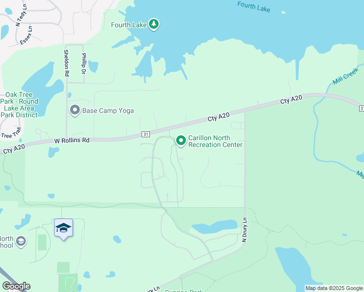 map of restaurants, bars, coffee shops, grocery stores, and more near 2411 Carillon Drive in Grayslake