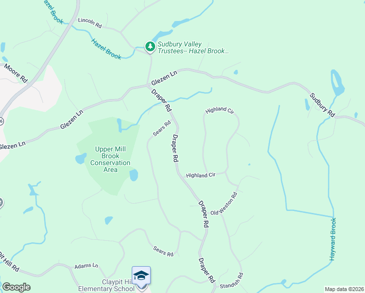 map of restaurants, bars, coffee shops, grocery stores, and more near 105 Draper Rd in Wayland