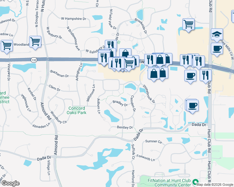 map of restaurants, bars, coffee shops, grocery stores, and more near 7049 South Stratton Lane in Gurnee