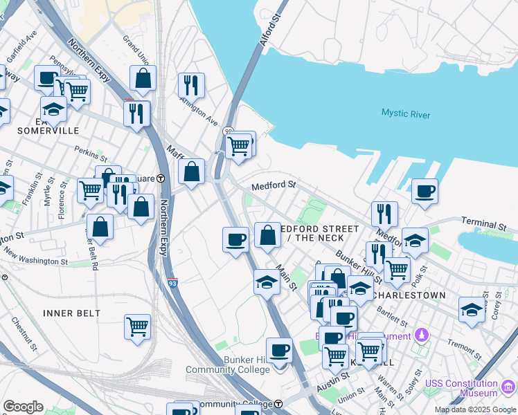 map of restaurants, bars, coffee shops, grocery stores, and more near 5 Charles Street in Boston