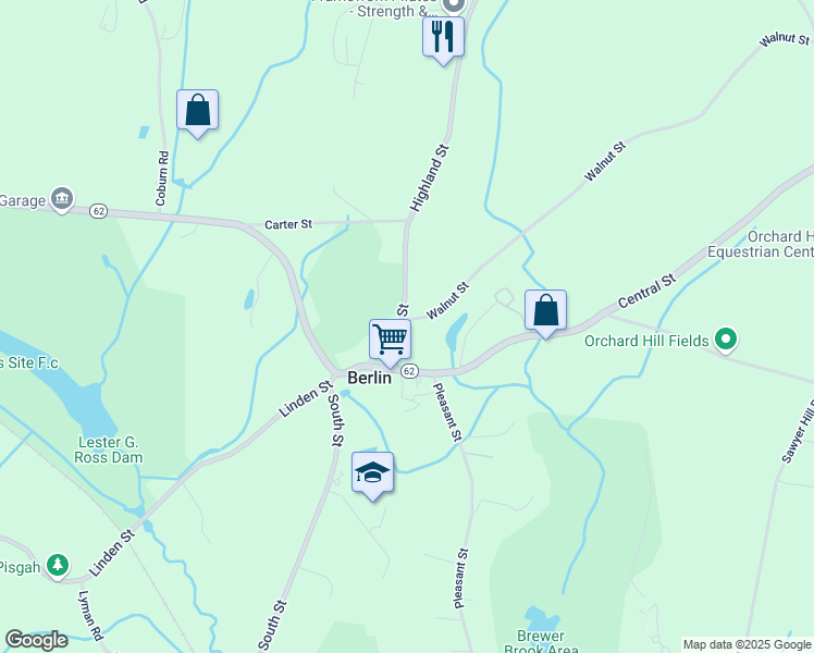 map of restaurants, bars, coffee shops, grocery stores, and more near 19 Carter Street in Berlin