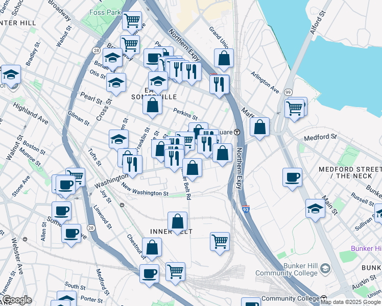 map of restaurants, bars, coffee shops, grocery stores, and more near in 