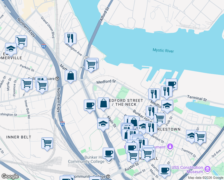 map of restaurants, bars, coffee shops, grocery stores, and more near 14 Saint Martin Street in Boston