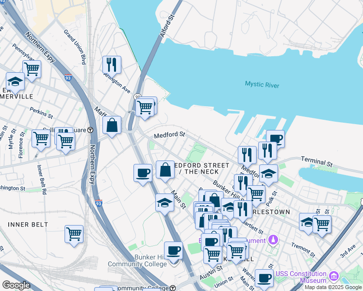 map of restaurants, bars, coffee shops, grocery stores, and more near 14 Saint Martin Street in Boston