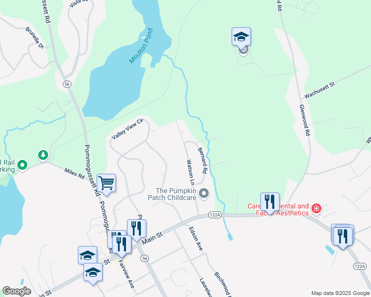 map of restaurants, bars, coffee shops, grocery stores, and more near 26 Watson Ln in Rutland