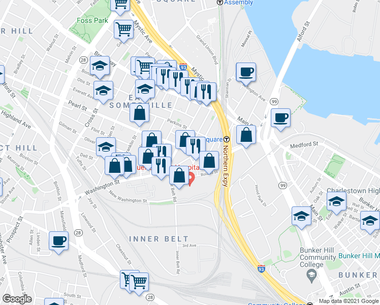map of restaurants, bars, coffee shops, grocery stores, and more near in 