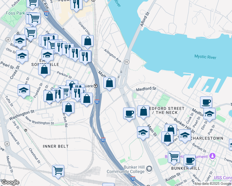 map of restaurants, bars, coffee shops, grocery stores, and more near 4 Maffa Way in Boston