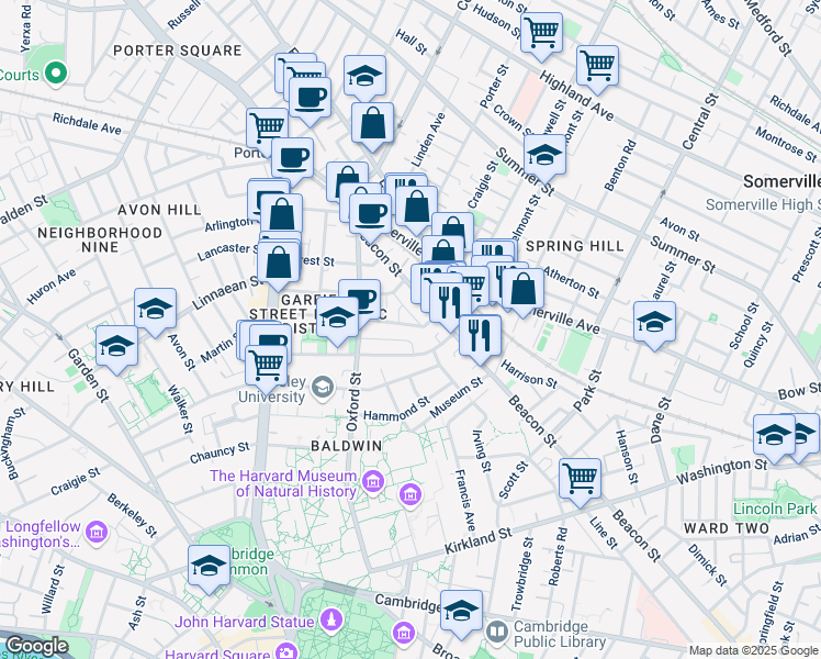 map of restaurants, bars, coffee shops, grocery stores, and more near in Somerville