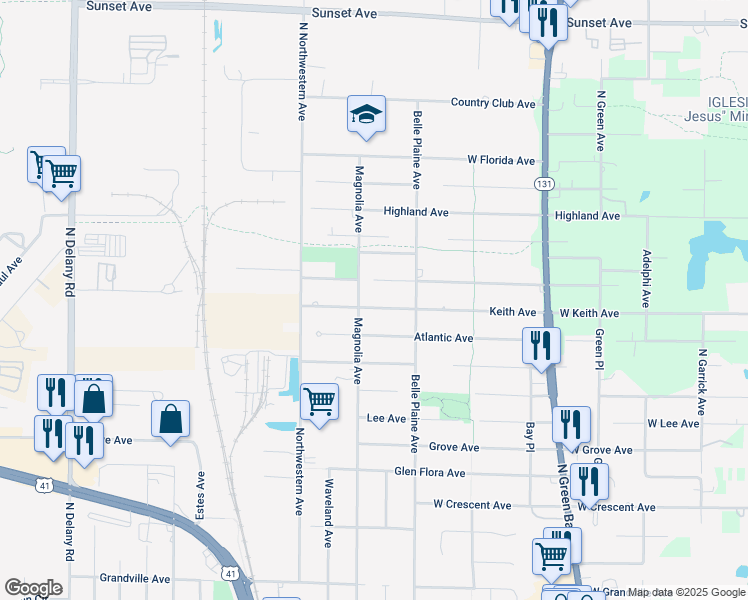 map of restaurants, bars, coffee shops, grocery stores, and more near 3666 Johns Manville Avenue in Gurnee