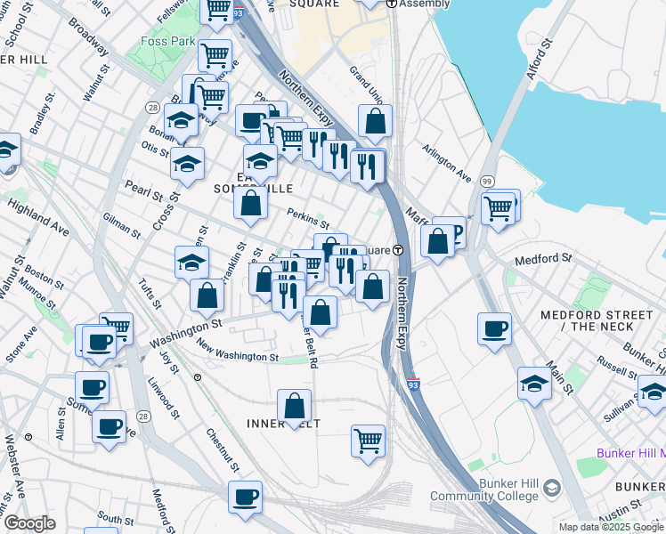 map of restaurants, bars, coffee shops, grocery stores, and more near in 