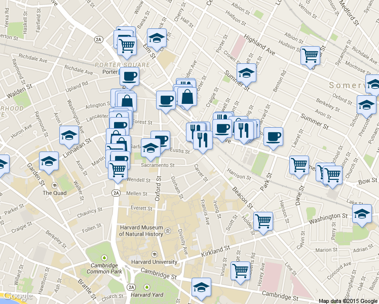 map of restaurants, bars, coffee shops, grocery stores, and more near in Somerville
