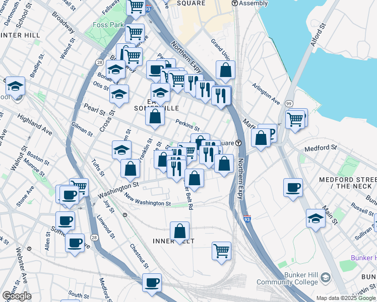 map of restaurants, bars, coffee shops, grocery stores, and more near in 