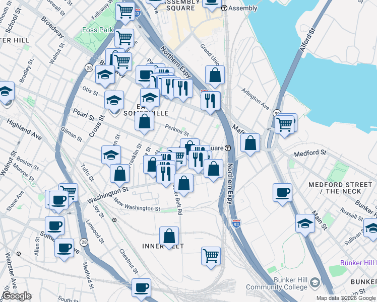 map of restaurants, bars, coffee shops, grocery stores, and more near in 