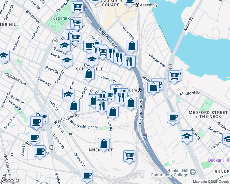 map of restaurants, bars, coffee shops, grocery stores, and more near in 