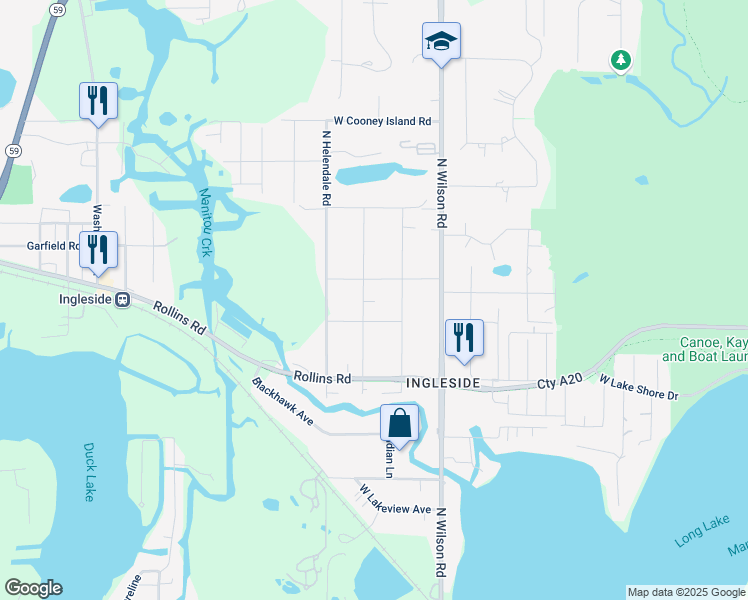 map of restaurants, bars, coffee shops, grocery stores, and more near 35811 North Hunt Avenue in Ingleside