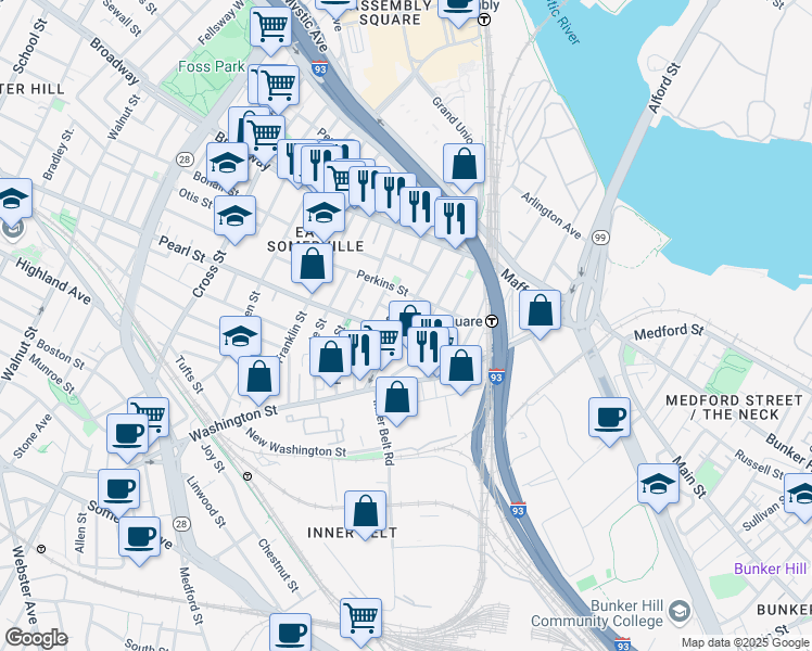 map of restaurants, bars, coffee shops, grocery stores, and more near in 