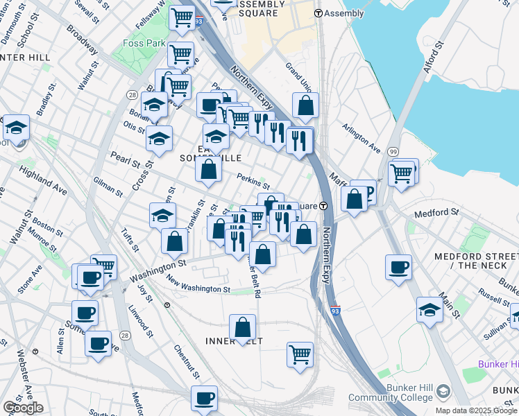 map of restaurants, bars, coffee shops, grocery stores, and more near in 