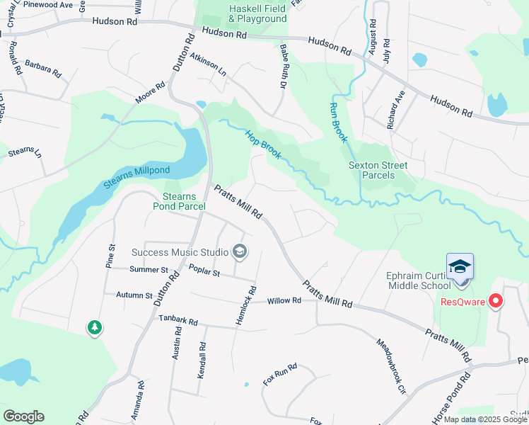 map of restaurants, bars, coffee shops, grocery stores, and more near 182 Pratts Mill Road in Sudbury