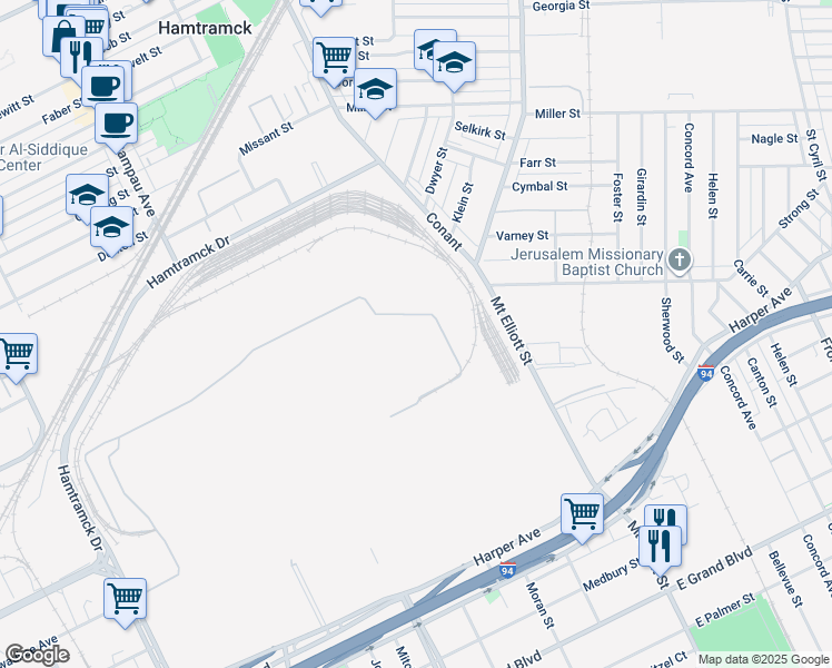 map of restaurants, bars, coffee shops, grocery stores, and more near in Hamtramck