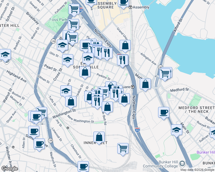 map of restaurants, bars, coffee shops, grocery stores, and more near in 