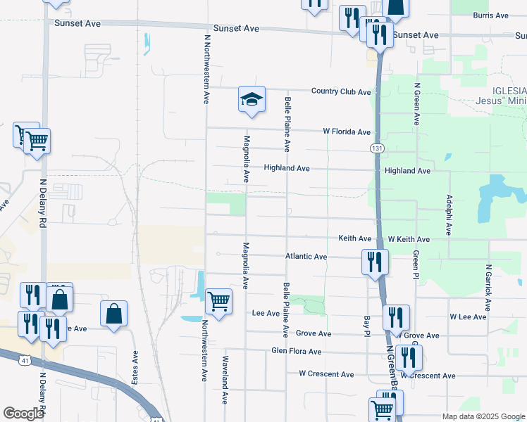 map of restaurants, bars, coffee shops, grocery stores, and more near 3666 Johns Manville Avenue in Gurnee