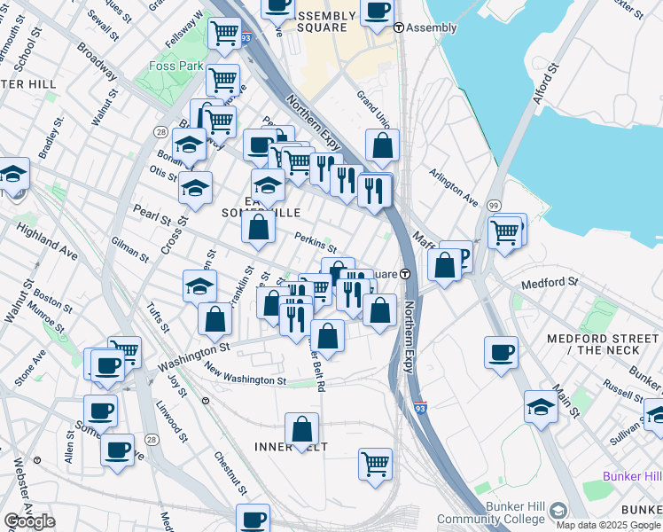 map of restaurants, bars, coffee shops, grocery stores, and more near in 