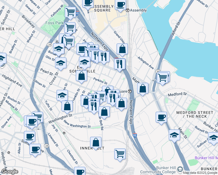 map of restaurants, bars, coffee shops, grocery stores, and more near in 