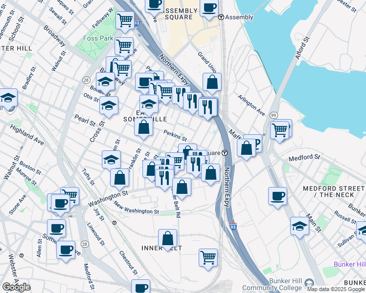 map of restaurants, bars, coffee shops, grocery stores, and more near in 