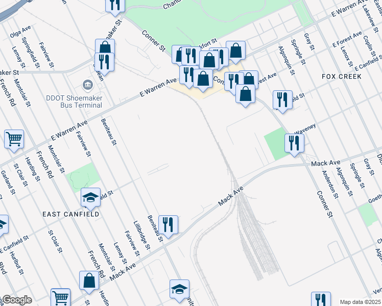 map of restaurants, bars, coffee shops, grocery stores, and more near 4000 Saint Jean in Detroit
