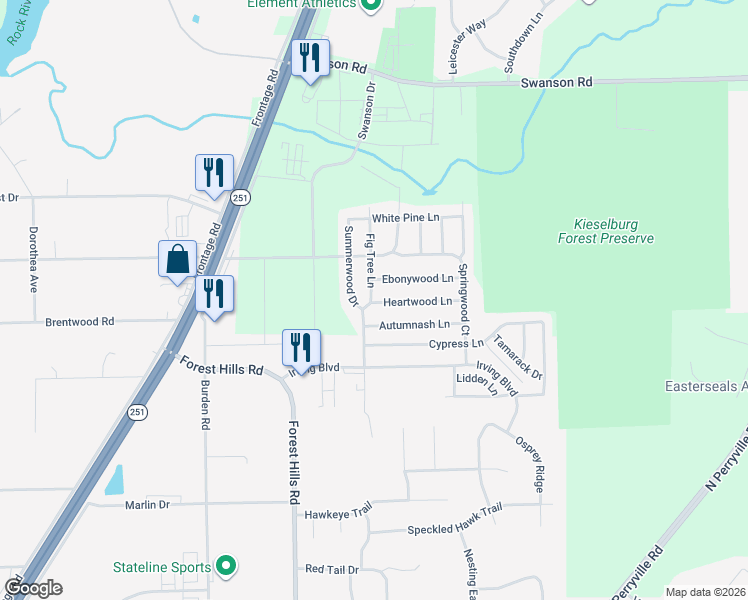 map of restaurants, bars, coffee shops, grocery stores, and more near 8516 Summerwood Drive in Roscoe