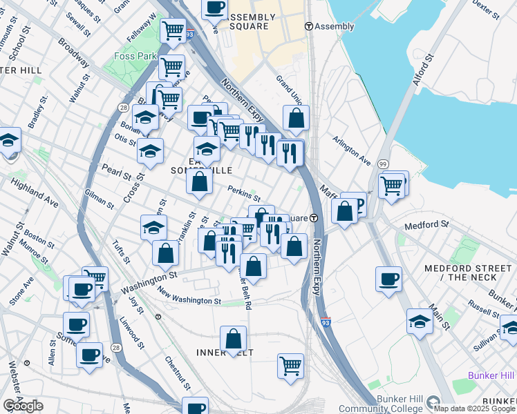 map of restaurants, bars, coffee shops, grocery stores, and more near in 