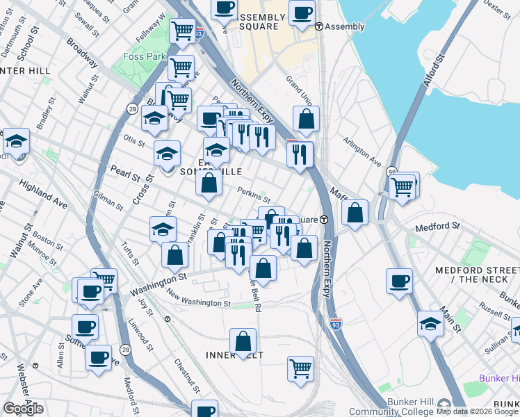 map of restaurants, bars, coffee shops, grocery stores, and more near in 