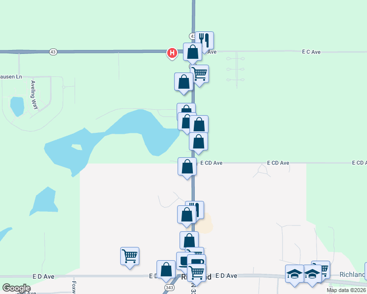 map of restaurants, bars, coffee shops, grocery stores, and more near 8559 North 32nd Street in Richland