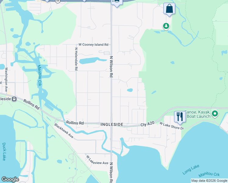 map of restaurants, bars, coffee shops, grocery stores, and more near 35800 North Wilson Road in Ingleside
