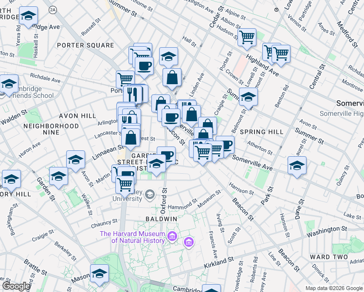 map of restaurants, bars, coffee shops, grocery stores, and more near in Somerville