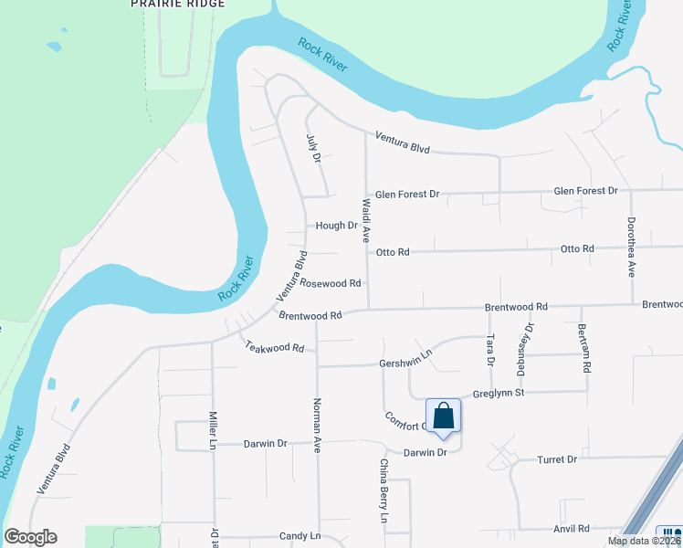 map of restaurants, bars, coffee shops, grocery stores, and more near 11802 Waidi Avenue in Machesney Park